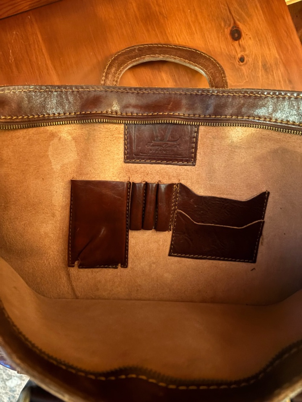 Vintage Tuscany Leathers Firenze Laptop Bag Brown Cognac Leather - Picture 4 of 6